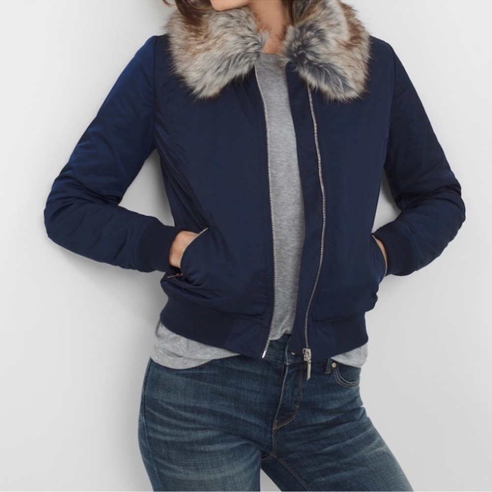 New! White House | Black Market Bomber Jacket with Fur